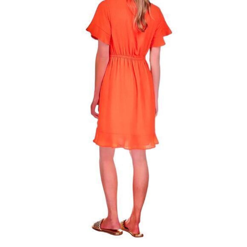 Michael Kors orange v neck peplum dress sparkle NWT Size S